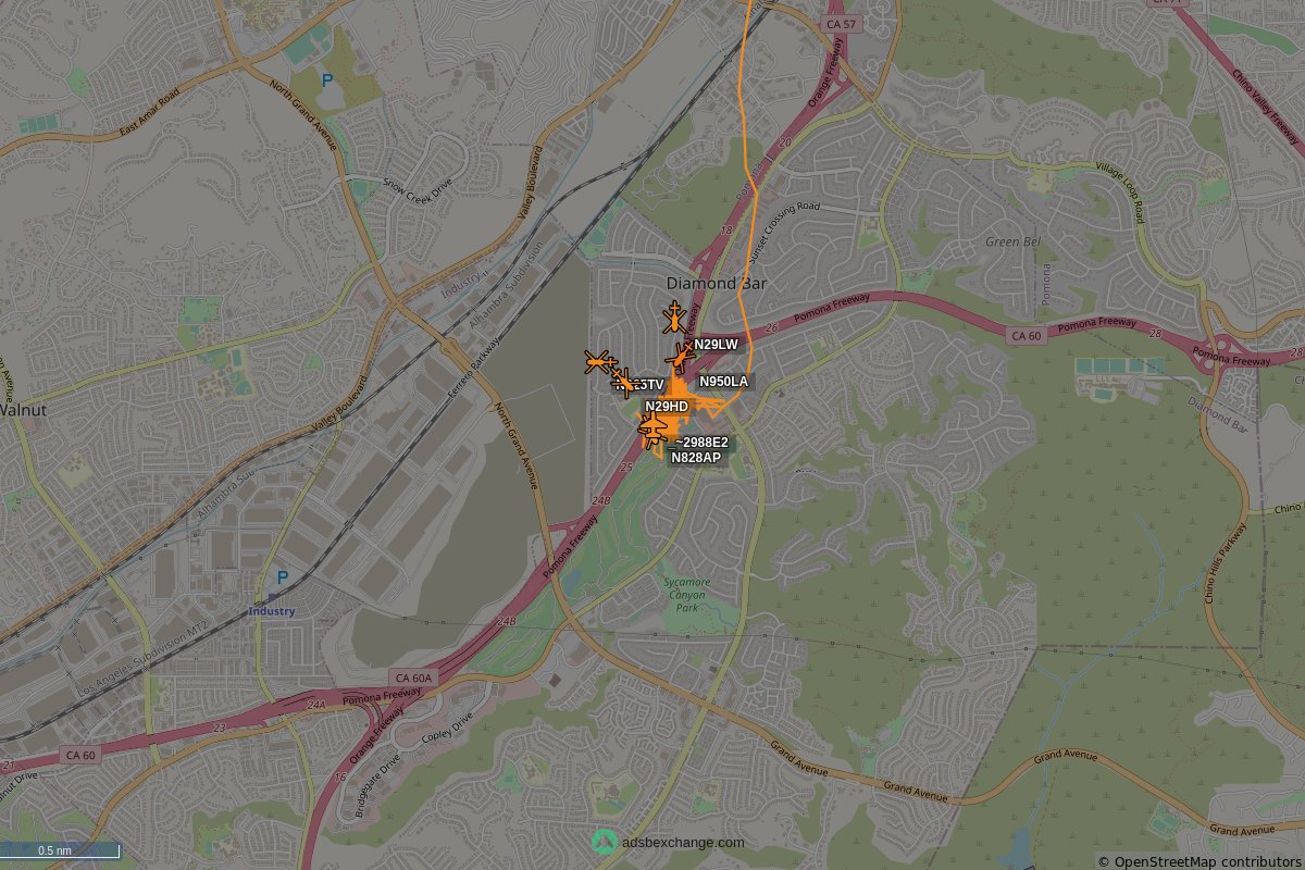 SkyCirclesLA's tweet photo. N828AP is circling over Diamond Bar at 1700 feet, speed 3 MPH, squawking 1200, 0.14 miles from Armstrong Elementary School #N828AP https://t.co/C1LvnIRLGF https://t.co/ux1WpVen2M