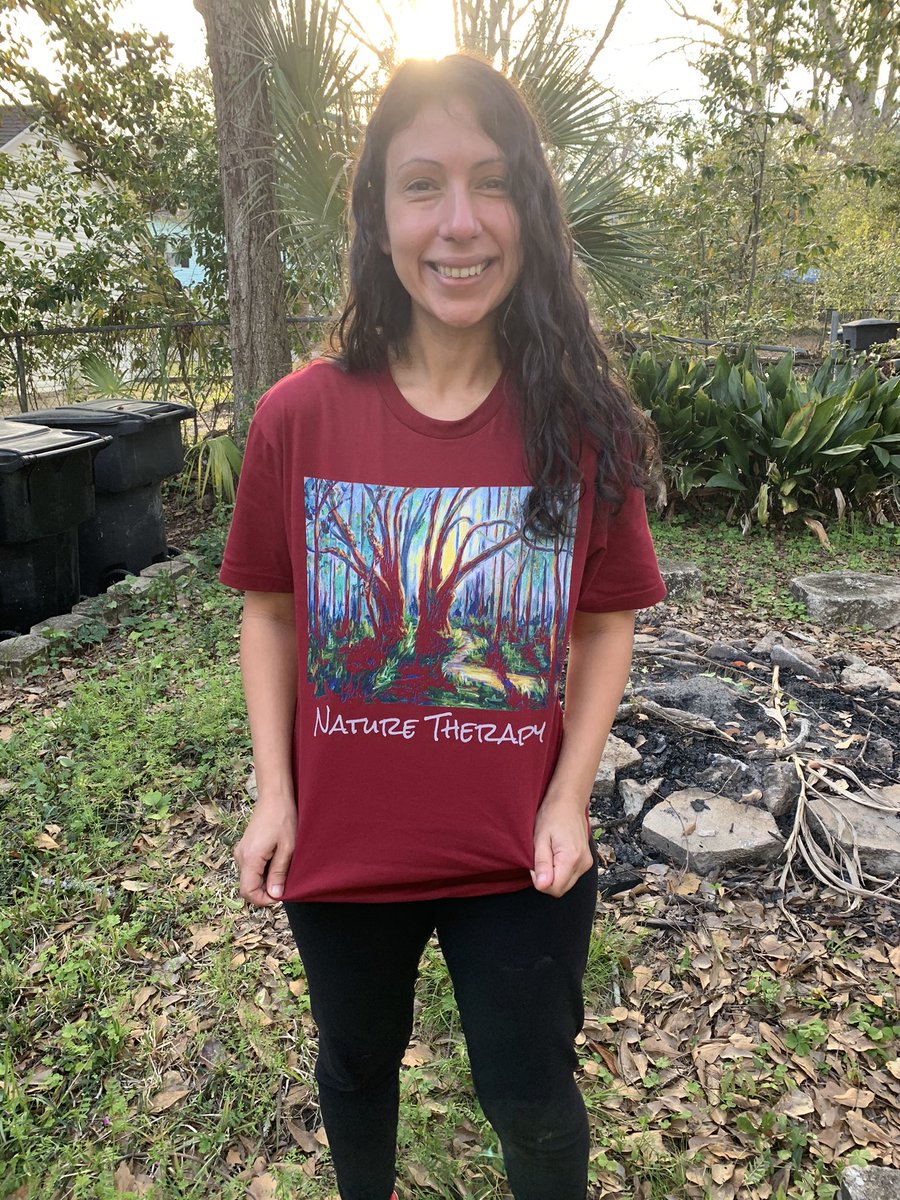 CreativeAnimal_'s tweet photo. Made some T-shirts based on my paintings... here’s my friend Mary showing off one of the first prints. #naturetherapy #hike #artist #pleinairpainting https://t.co/c9JajXe4TM https://t.co/7I7zjGQ5c2