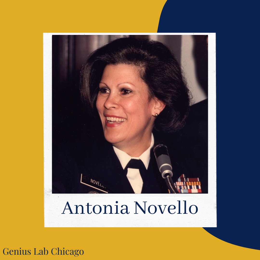 GeniusLabChi's tweet photo. Today, we are honoring Antonia Novello, the first woman and the first Hispanic to become the Surgeon General of the United States. 

Genius Lab works to support Latinx and Black youth who are deprived of necessary resources. 

Learn more about us at https://t.co/FNv27yey8r https://t.co/9XAfPvQuuR