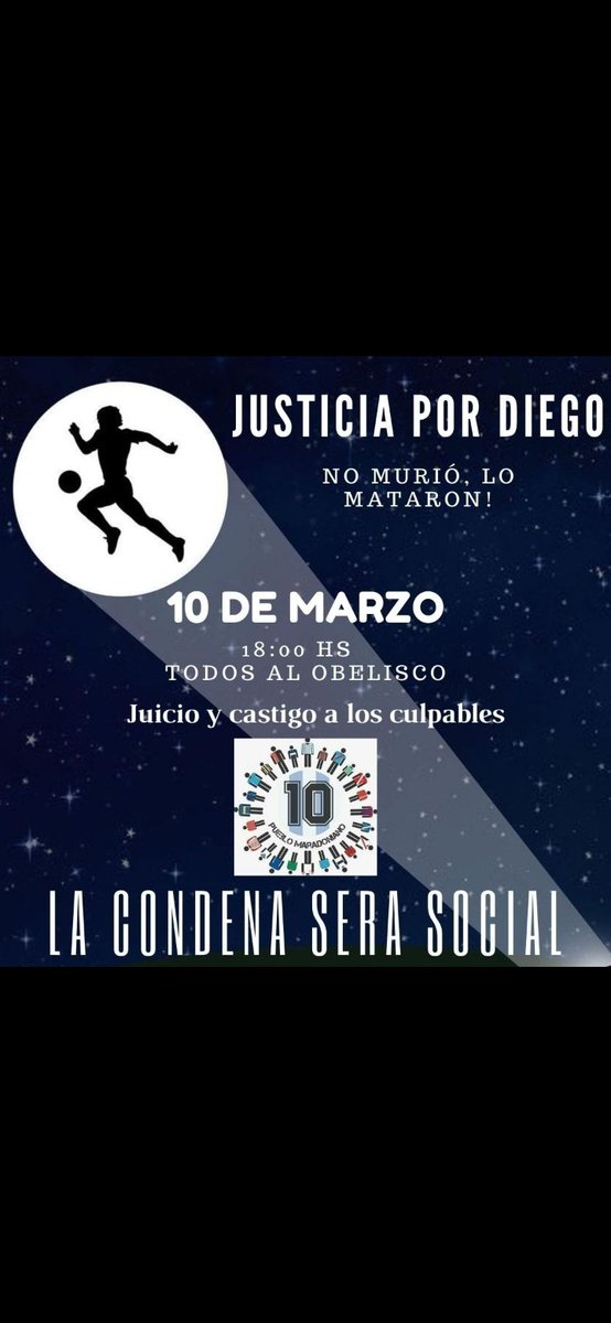 PMaradoniano's tweet photo. Es hoy.
Somos los buenos.
No le fallemos a Diego, TODOS AL OBELISCO.
QUE SIENTAN QUE EL PUEBLO EXIGE JUSTICIA.
QUE PAGUEN TODOS LOS CULPABLES.
SI FESTEJAMOS GRACIAS A ÉL, EXIJAMOS TODOS JUNTOS JUSTICIA POR ÉL

Somos el Pueblo Maradoniano

GRACIAS SIEMPRE MARADONA https://t.co/fZY0L6BvZ4