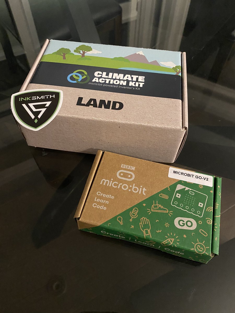 MmeMcIntosh's tweet image. SO EXCITED! My #ClimateActionKit arrived today. I had my 4 kids hovering as I opened the boxes and then my son literally took the @microbit_edu out of my hands to play! Looking forward to testing it out myself and super pumped to participate in @InkSmith3D PD session 2 next week!