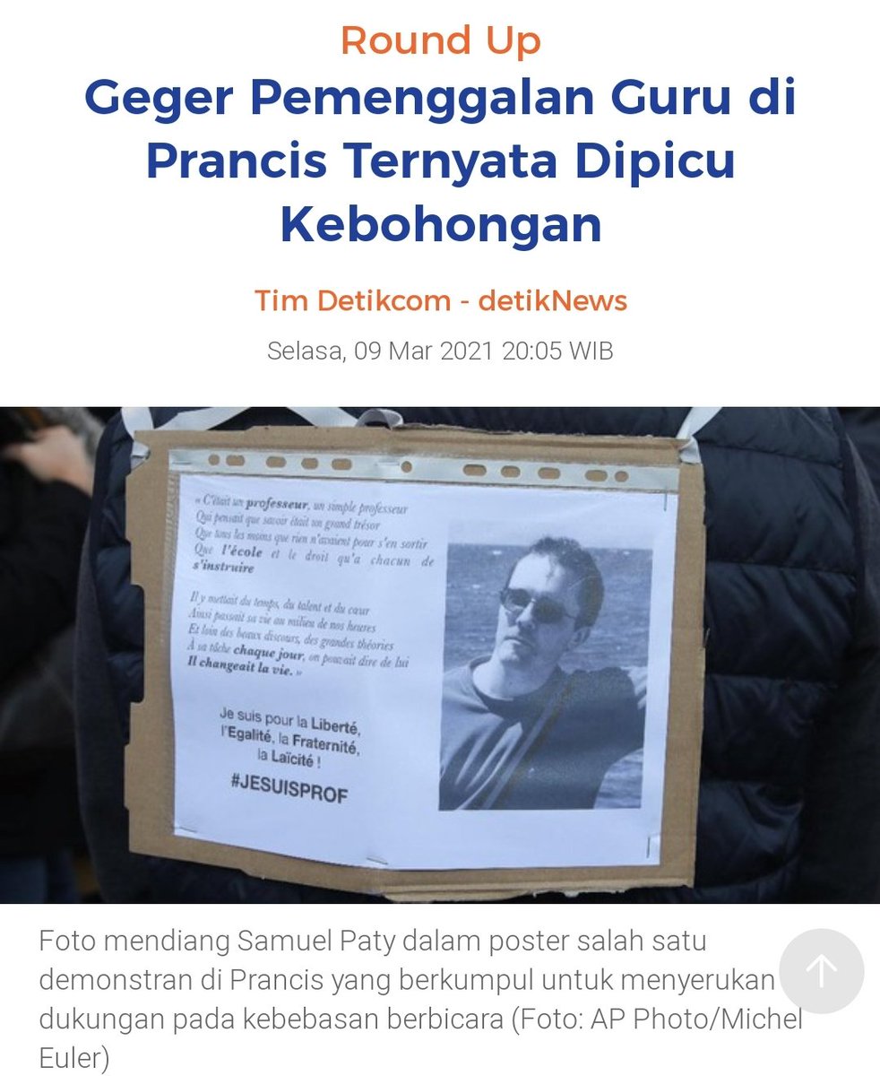 narkosun's tweet photo. Hoax, senjata paling ampuh untuk menghancurkan negara. 

Guru di Perancis ini sudah terlanjur dipenggal, ternyata pemicunya berita hoax. 

Hoax ini diviralkan oleh orang2 bodoh dan dipercaya oleh orang yg mabuk agama. Hasilnya mengerikan! https://t.co/LkBTu8jnoq