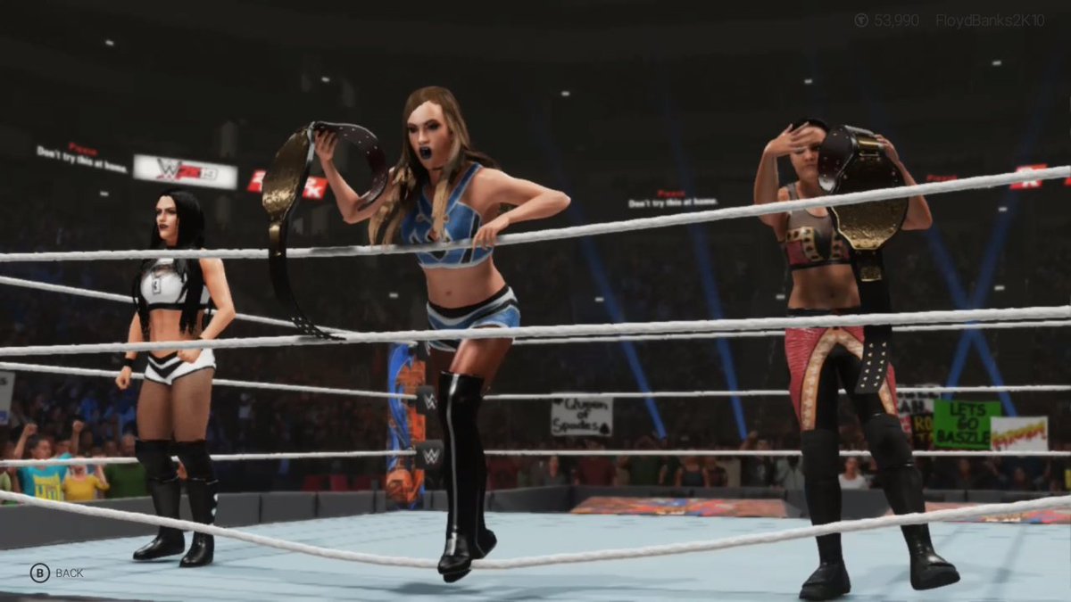 floydbanks2k26's tweet photo. The Genesis of the #FourHorsewomen.
#WomensTagTeamChampions
#WomensNationalChampion
#Emma aka #TenilleDashwood &
@QoSBaszler with fellow member #TessaBlanchard showing off the (Demo) tag titles.
#XBoxShare #WWE2K19 #CAW #UniversalMode #FantasyBooking #FourHorseWomenSaga https://t.co/WKgbhV1J2Y