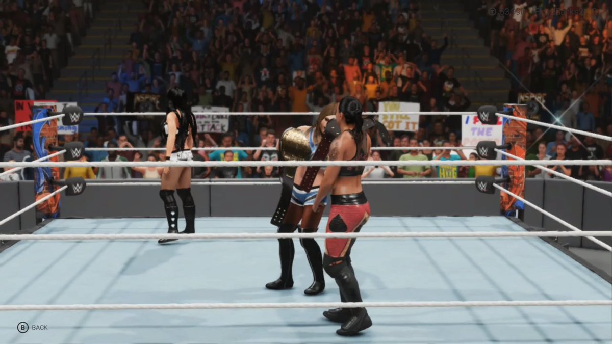 floydbanks2k26's tweet photo. The Genesis of the #FourHorsewomen.
#WomensTagTeamChampions
#WomensNationalChampion
#Emma aka #TenilleDashwood &
@QoSBaszler with fellow member #TessaBlanchard showing off the (Demo) tag titles.
#XBoxShare #WWE2K19 #CAW #UniversalMode #FantasyBooking #FourHorseWomenSaga https://t.co/WKgbhV1J2Y