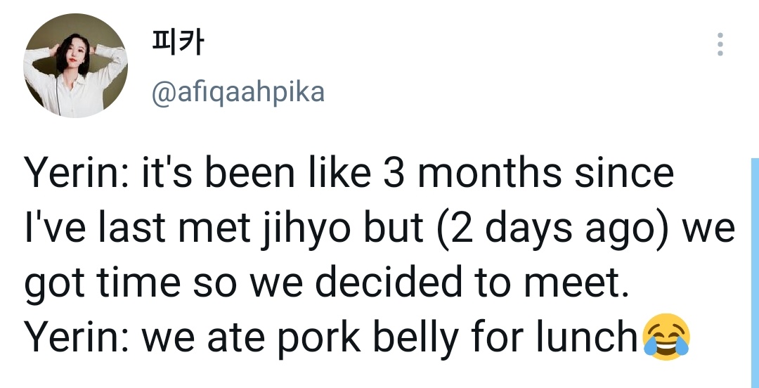 yerintopic's tweet photo. 🐥 SinB came to eat with me, you're so kind ^^ #nicekid #porkbelly

🐥 we ate pork belly for lunch (with Jihyo) 

Umji got a punishment to eat pork belly with Yerin, SinB came as volunteer 🤣

Yerin Jihyo Eunha ate dinner together, is that pork? https://t.co/ynacQFdtMo