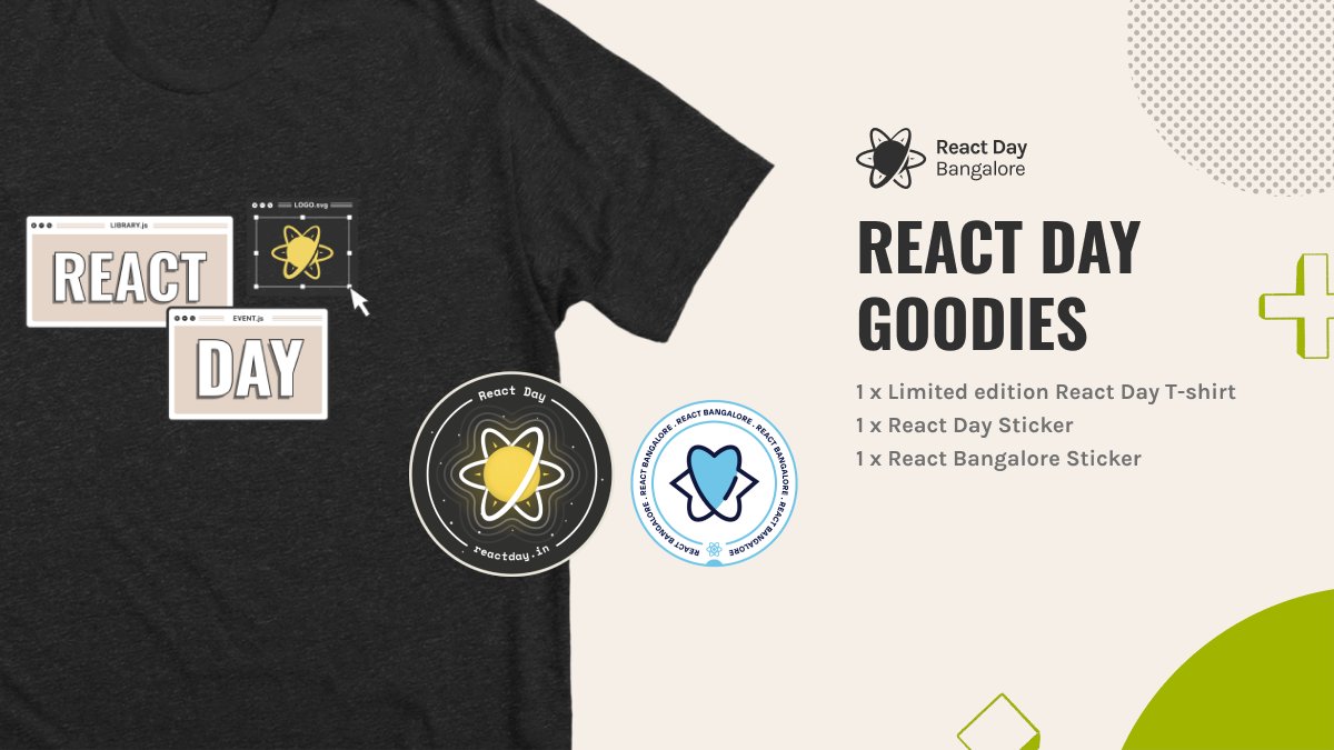 ReactDayIn's tweet image. Registrations for React Day are open at reactday.in/register

🎉 Giveaway Alert

re-tweet this to help us spread the word and a chance to win react day goodies.

We will draw and announce 5 winners of giveaway on March 13th.