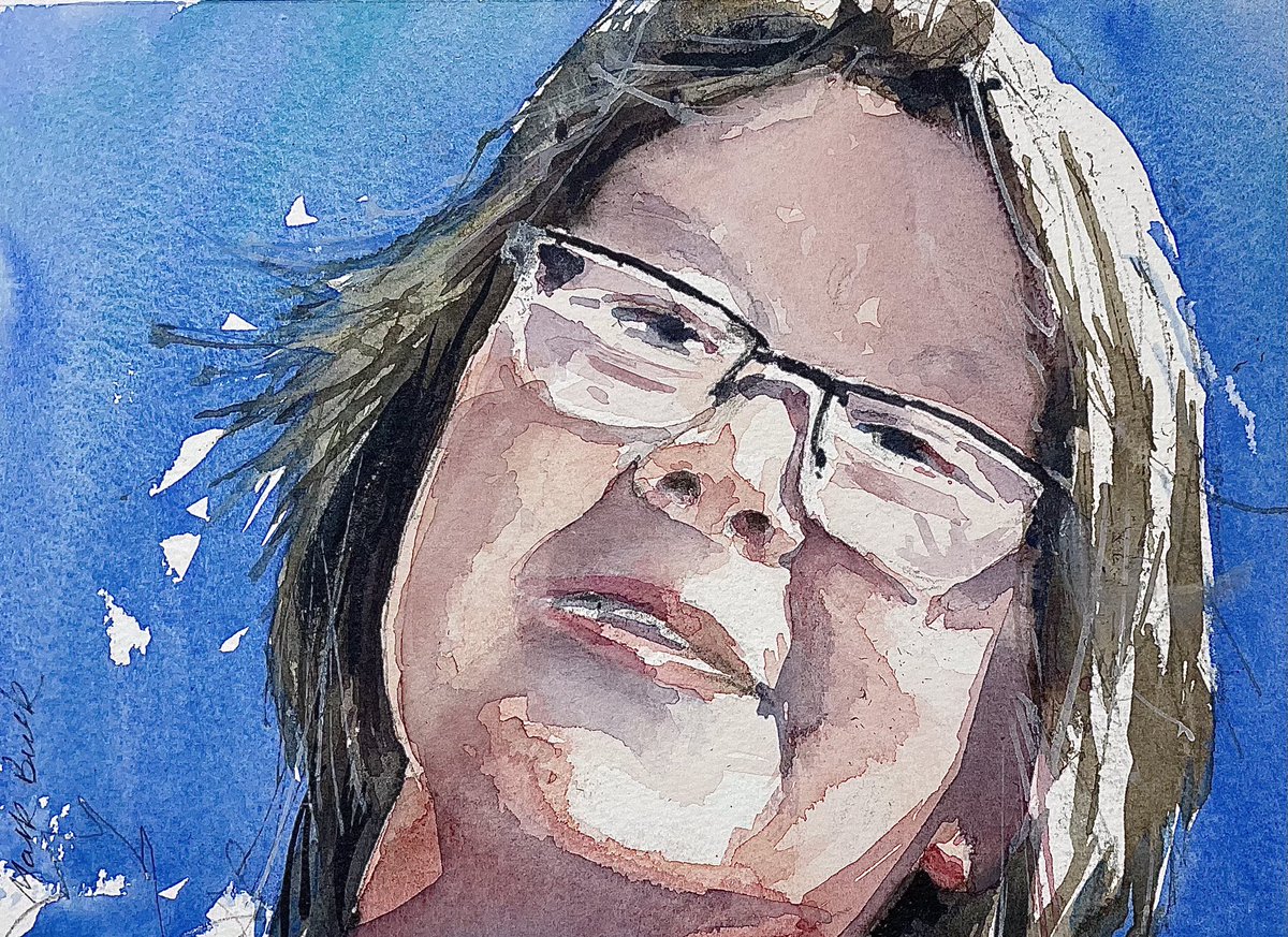 I painted this watercolour for my Aunt’s birthday, her husband has commissioned me to do her portrait and I did this A5 card to let her know a much bigger painting will be coming soon. Once we are allowed to do a sitting. #watercolour #portrait #birthdaycard