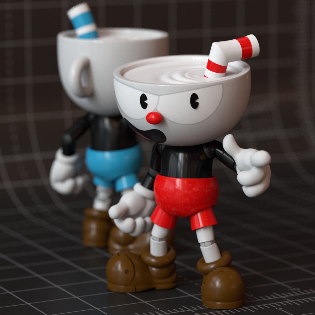 Thunder6cat's tweet photo. Cuphead&amp;Mugman☕️⚡️🔵🔴 #toydesign #Cuphead #C4DtoA https://t.co/5d1RHBjIHC