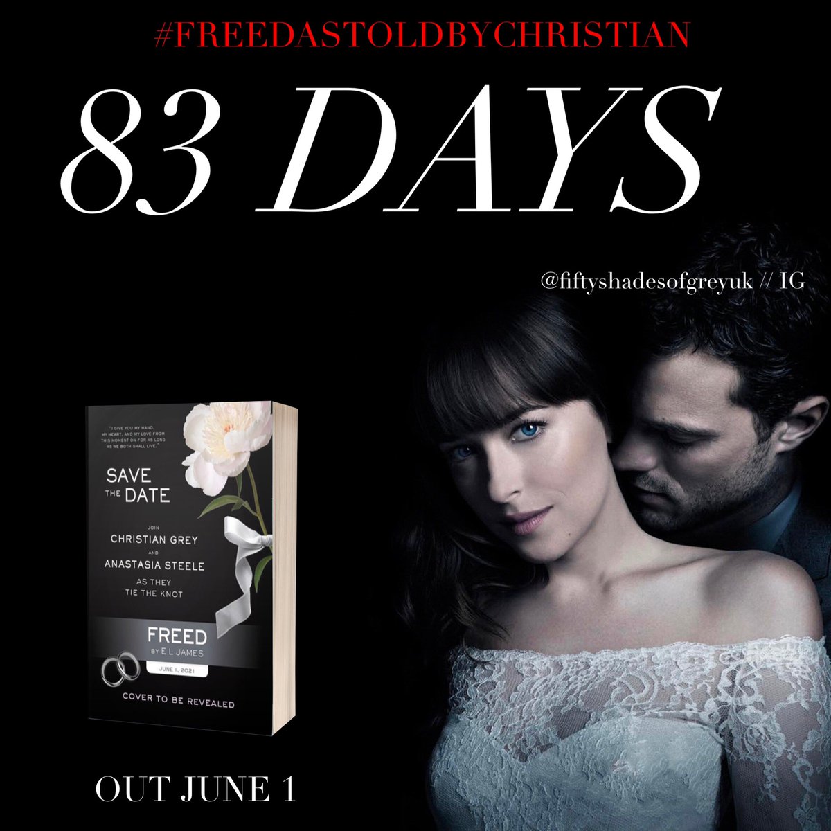 B_Bibliophile_'s tweet photo. 💍 83 Days to go 💍

“I’m never going to take it off.” 

“Good!” I move so that I’m covering her. “Watching me for how long?” I run my nose down hers and press my lips to hers.

(Taken from excerpt)

#FreedAsToldByChristian #FiftyShadesFreed #FiftyShades #FSFCountdown #PreOrder https://t.co/pLPjyhFMYp