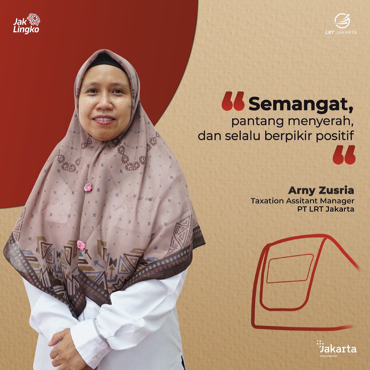 lrtjkt's tweet photo. "Semangat, pantang menyerah, dan selalu berfikir positif"
Sahabat, jadilah optimis dan mengharapkan hasil yang baik dalam segala situasi. Ingat, keberhasilan terjadi kepada mereka yang percaya diri!
#QuoteOfTheDay #InsanLRTJ #LRTJakarta #LRTJKT #CintaLRTJ https://t.co/cd2s8jFlcl
