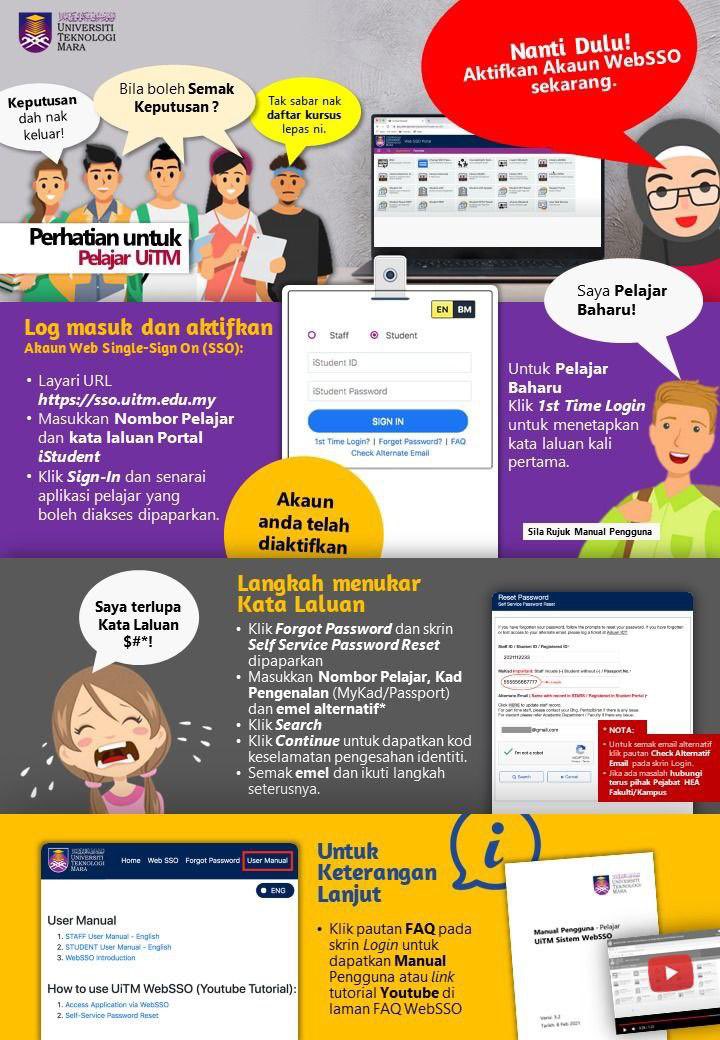smfim_official's tweet image. Salam #UiTMDiHatiku 

Perhatian kepada para pelajar sekalian, dimohon untuk mengaktifkan akaun WebSSO anda bagi mengelakkan masalah untuk mengakses Student Portal

Sila rujuk infografik yang dilampirkan untuk maklumat lanjut.

#websso
#uitmexamresult
#kitaUiTM
#SMFPM