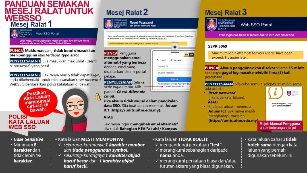 smfim_official's tweet image. Salam #UiTMDiHatiku 

Perhatian kepada para pelajar sekalian, dimohon untuk mengaktifkan akaun WebSSO anda bagi mengelakkan masalah untuk mengakses Student Portal

Sila rujuk infografik yang dilampirkan untuk maklumat lanjut.

#websso
#uitmexamresult
#kitaUiTM
#SMFPM