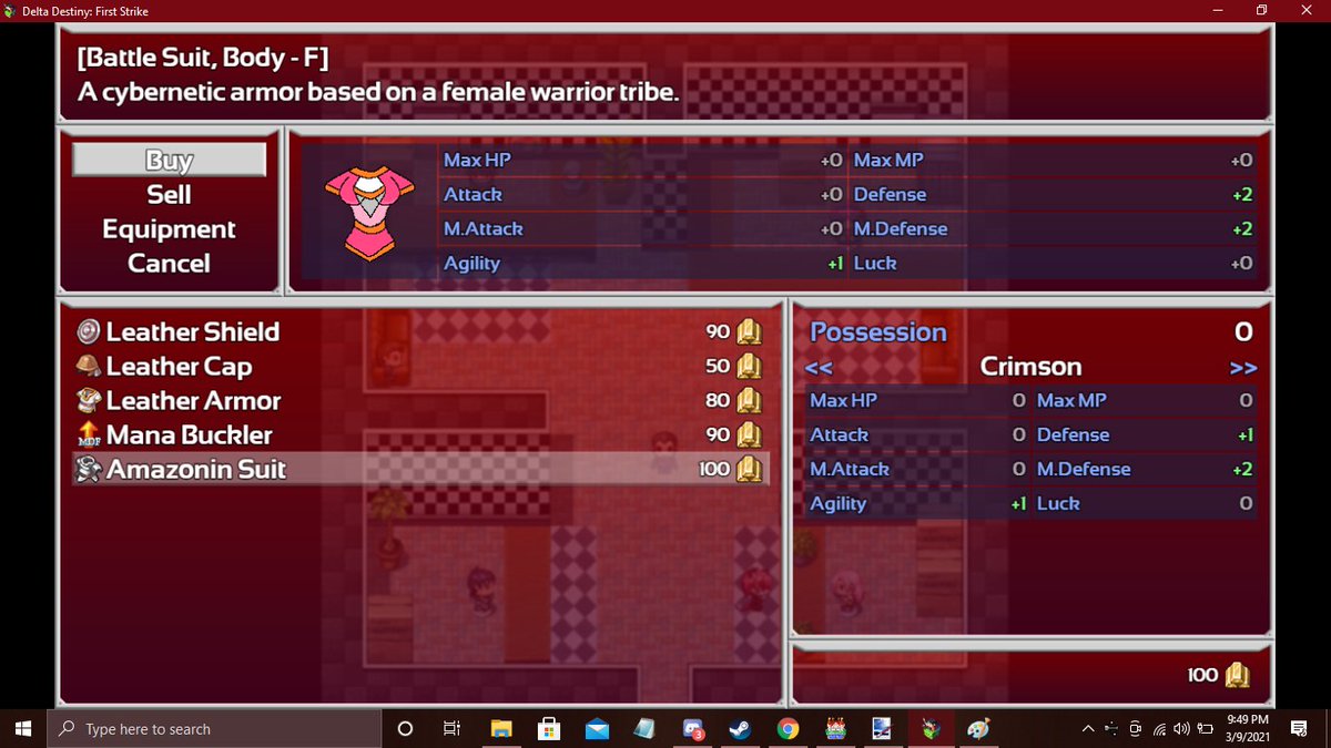 CrimsonNightfox's tweet photo. Ideal armor designs for my #rpgmakermv game. Thought I'd try one of #Yanfly's plugins that allows you to use pictures as icons for items, weapons, & armor. Well then, I got a lot of drawing to do. #rpgmaker https://t.co/wY70SjacE7