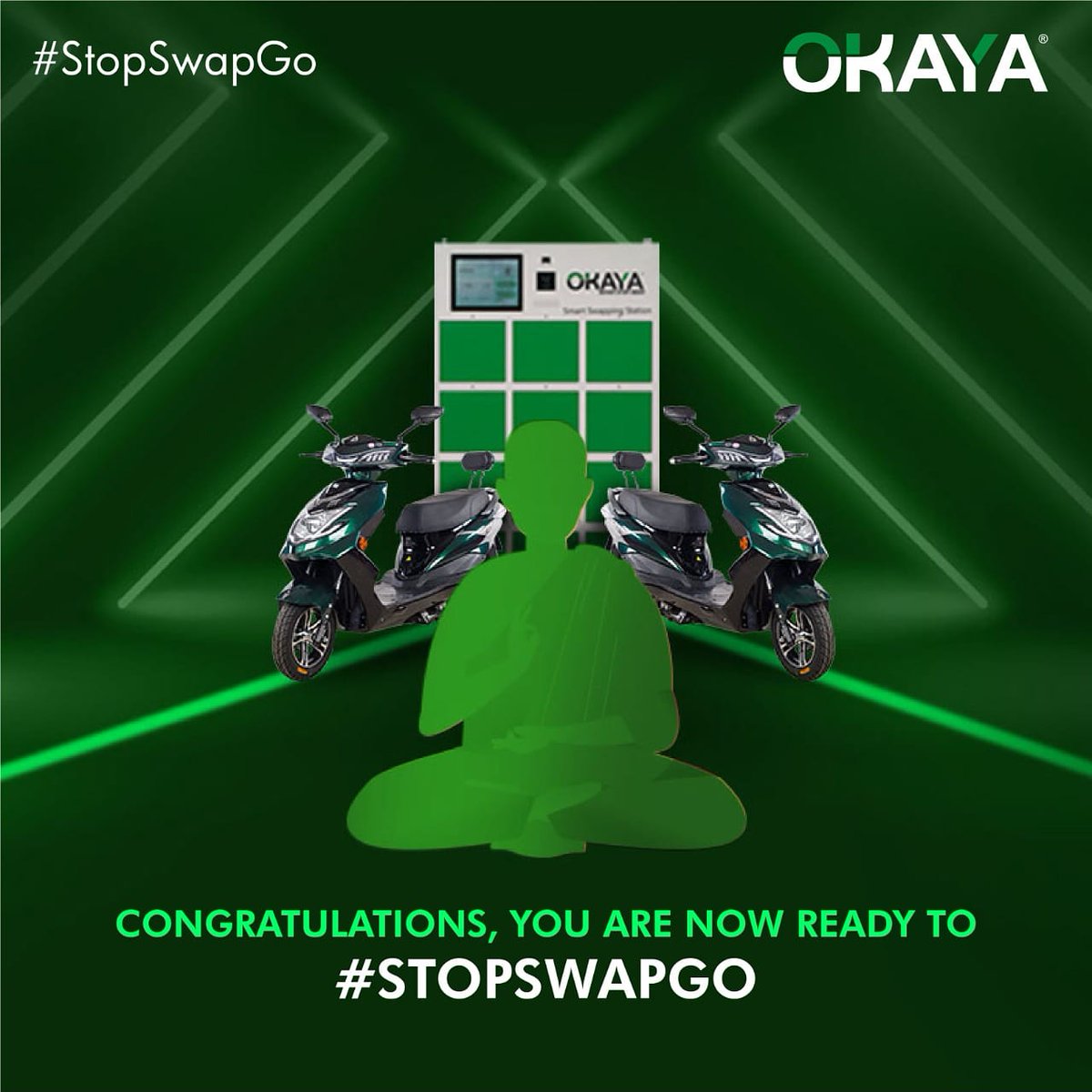 OkayaPowerGroup's tweet photo. Still waiting for your turn to get your electric vehicle charged. Swap your battery in minutes at the Okaya Smart Swapping station & save time.
#Okaya #OkayaPowerWorld #NeverStopIndia #batteryswapstation #Battery #recharge #ecofriendly #electricvehicle #smartmobility https://t.co/0dV4Hi0dRA