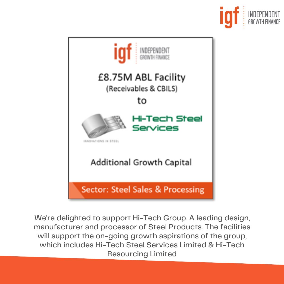 IGF_Group's tweet photo. IGF have provided an £8.75M Asset Based Lending facility to Hi-Tech Group

#abl #assetbasedlending #finance #funding #lendingsolutions #commercialfinance https://t.co/YICilfPG2Z