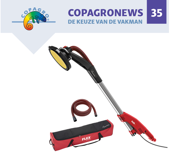 Nu Giraffe set aan actieprijs: € 926! Inclusief GE 7 met schuurkop, transporttas en antistatische zuigslang. Bruto = netto. Meer details in Copagronews 35, acties geldig van 22/02 t.e.m. 23/04/21.  p1e.nl/_-21