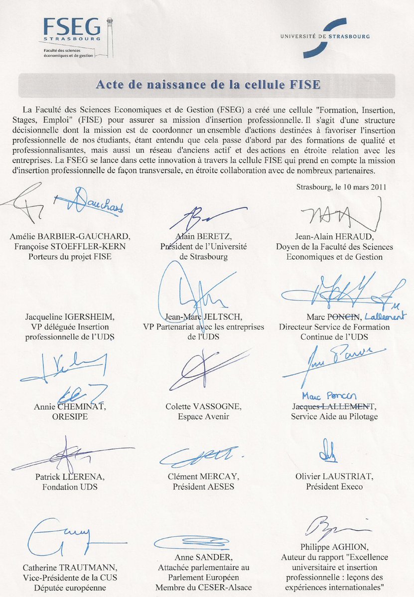 La #celluleFISE (Formation, Insertion, Stage, Emploi) de la @fseg_strasbourg <a href="/unistra/">-</a> @beta_economics  a 10 ans aujourd'hui ! Merci à celles et ceux qui ont permis sa naissance !  #insertionpro #entreprises #emploi