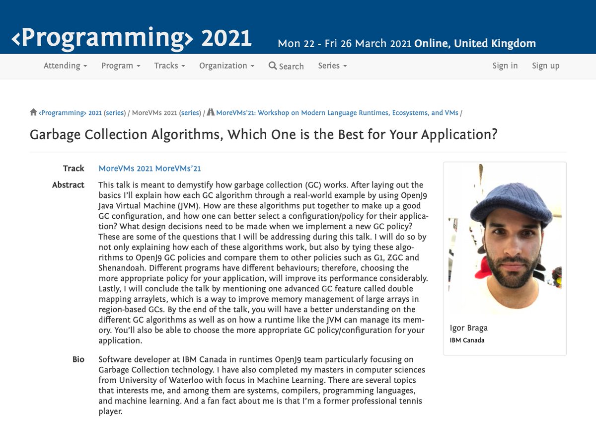MoreVMs's tweet image. "Garbage Collection Algorithms, Which One is the Best for Your Application?" – Igor Braga (@igor_h_braga). #talk @MoreVMs/#prog21
➡️ 2021.programming-conference.org/details/MoreVM…