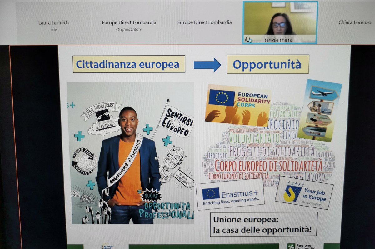 ED_Lombardia's tweet photo. Secondo webinar di #UE in pillole organizzato da #ED_Lombardia per gli studenti delle superiori 

➡️ I giovani sanno cos'è la #cittadinanzaeuropea?
➡️ Si sentono cittadini dell'#UE?

Siamo tornati sui banchi di 🏫 per scoprirlo!

#partecupazioneattiva
#EuropeanYouth https://t.co/3yvY5Auzkp