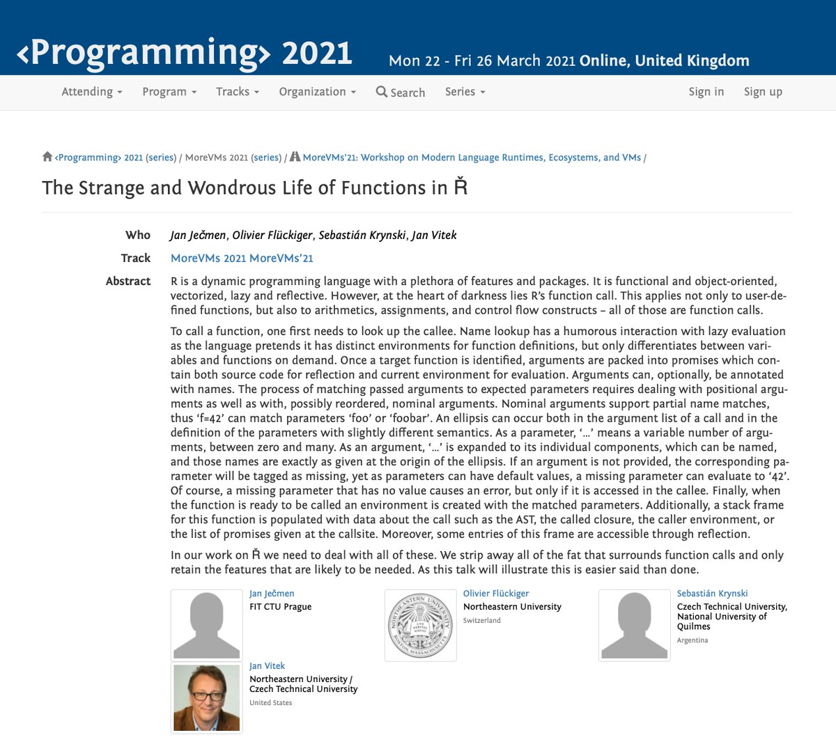 MoreVMs's tweet image. "The Strange and Wondrous Life of Functions in Ř" – J. Ječmen, O. Flückiger, @TarkusOnTweets, and @j_v_66. #talk @MoreVMs/#prog21
➡️ 2021.programming-conference.org/details/MoreVM…