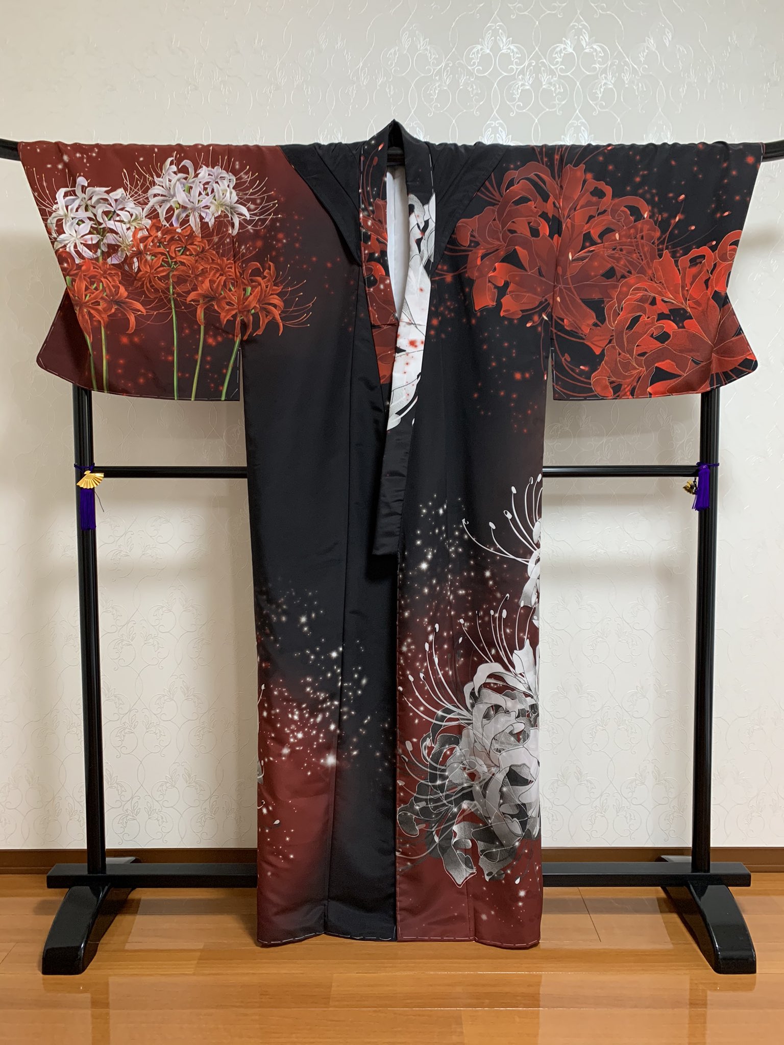 KA29】しぼり風 梅の花柄 女形 着流し 着物 大衆演劇（梅沢富美男座長 