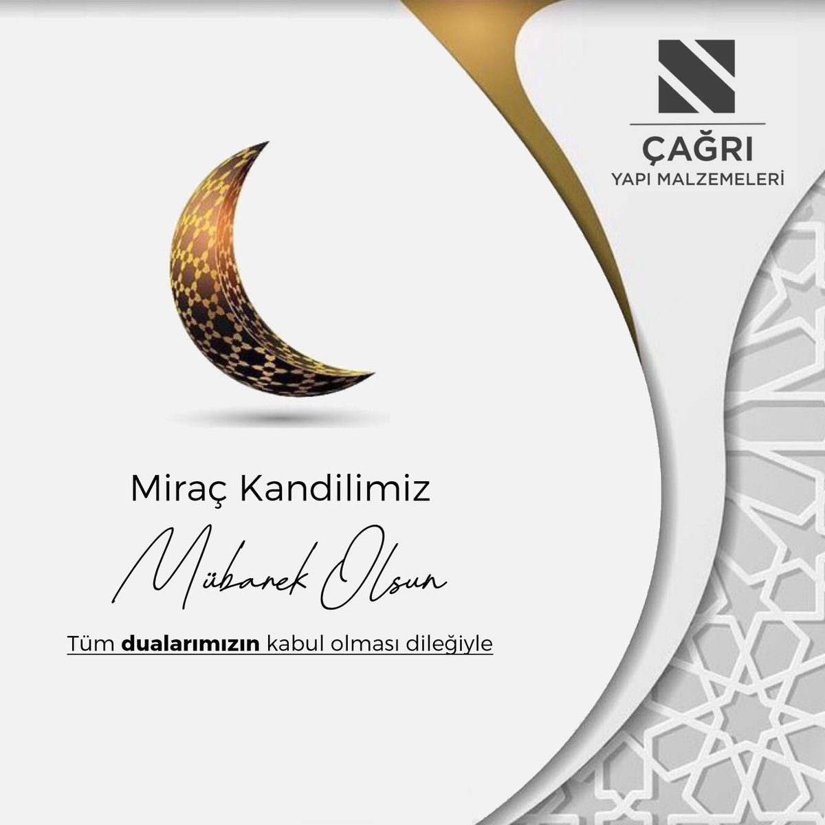 Miraç Kandilimiz Mübarek Olsun.
Tüm dualarımızın kabul olması dileğiyle.
#MiraçKandili #Kandil #ÇağrıYapı
