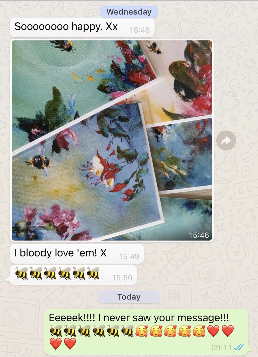 artymigglet's tweet photo. Fabulous customer feedback! 🤣🥳🐝🥰
#teignmouth #devonartist #justacard #beeart https://t.co/TepxNgFDyi