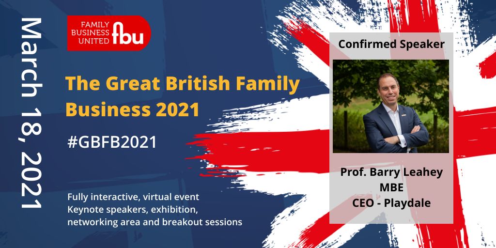 Book your ticket to join us and hear from some great speakers.  Opening keynote is from <a href="/BarryLeahey/">Barry Leahey MBE</a> <a href="/Playdale/">Playdale Playgrounds</a> on the need for digital and how it is helping 'Build a Family Business Fit for the Future'  eventbrite.co.uk/e/the-great-br…