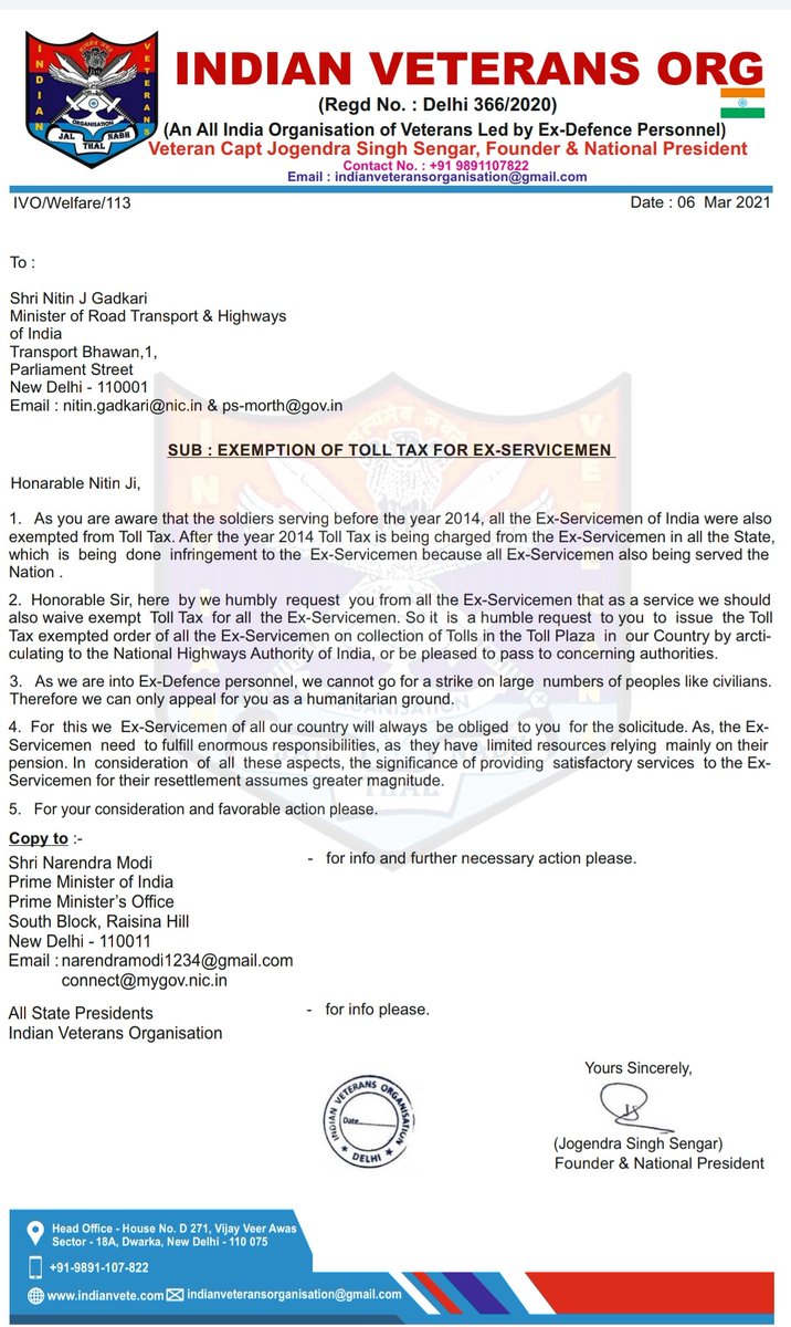 VivekSr12274098's tweet photo. @Gen_VKSingh 
@nitin_gadkari 
@NHAI_Official 
@PMOIndia 
@narendramodi 
@RahulGandhi
@MamataOfficial
Request/hopefully Nationalism Govt. will look into Ex-Servicemen issues. Since, 2014 Defence forces have been used for political gain. Now it's time to do something #modikisena https://t.co/Kx33IJNL0O
