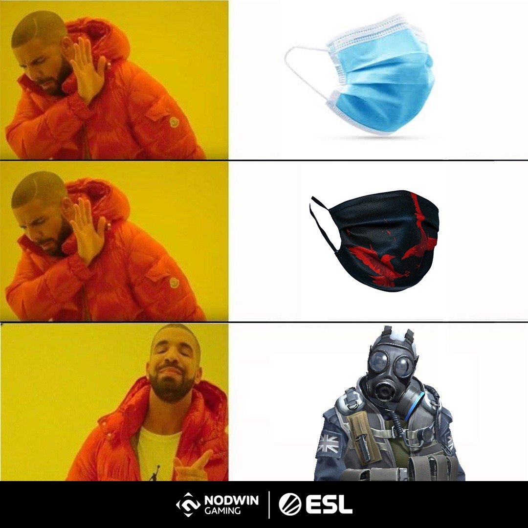 ESL_India's tweet photo. One mask which fails them all 😜
But for now wear any masks you get, it's very important 😅 

#esports #gaming #csgo #gasmask #csgomask #csgochat #counterstrike #cs #csgomeme #csgofunny #csgostrategies #csgoguns #csgotricks #csgotips #csgoindia #ESLindia #ESLIP2020 #nodwingaming https://t.co/c9vm56NQ7M