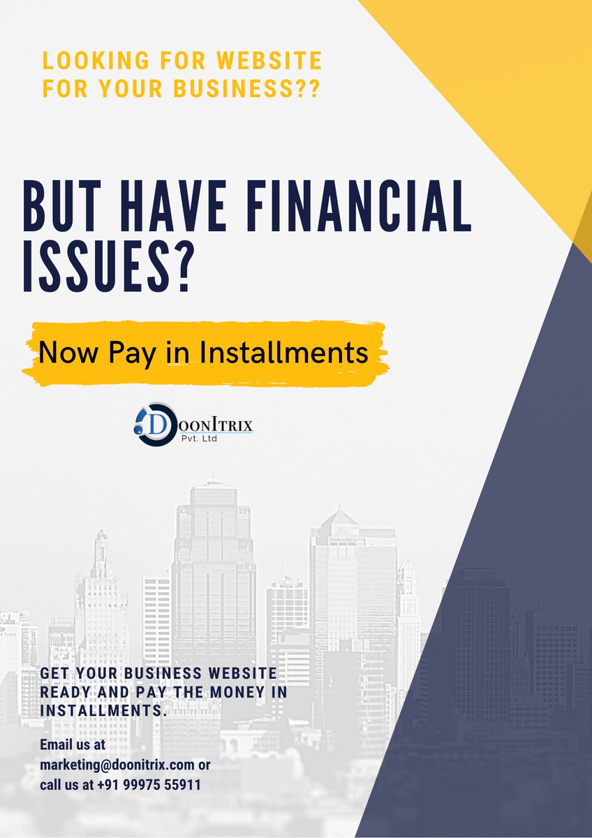 doonitrix's tweet photo. Being a socially responsible company DoonITrix is offering easy installments options for new websites to all the small businesses who wants to create a brand new website for their business but facing some financial issues because of the corona. mail us at marketing@doonitrix.com https://t.co/jYhpOOhlb4