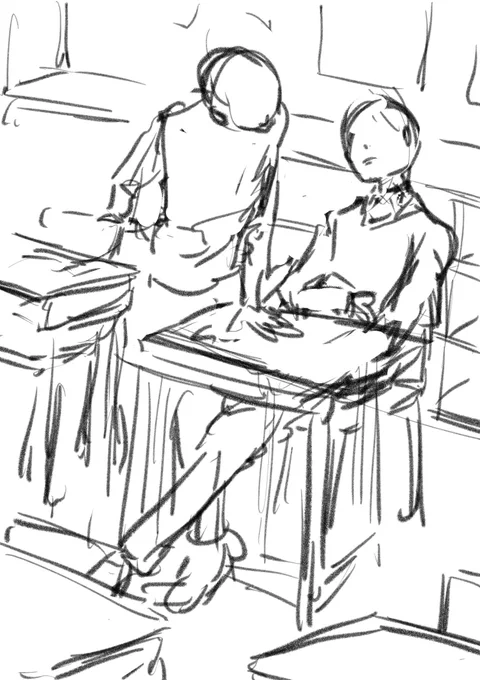 15分で一回目のラフ、さらに15分で2回目のラフ

#絵描きさんと繋がりたい 
#イラスト 