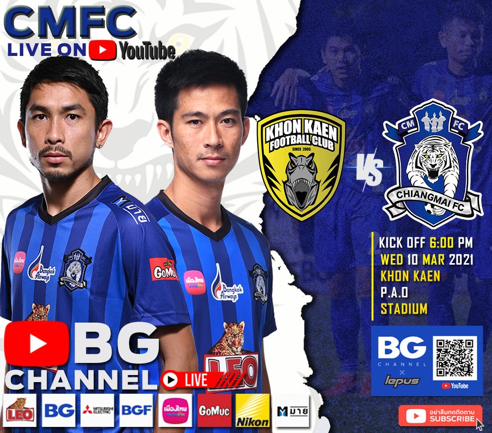 CMFC_official's tweet photo. ศึกไทยลีก 2 นัดที่ 28 ❗️
"พยัคฆ์ล้านนา" บุกถ้ำ "เดอะ ทีเร็กซ์" 🔥
📍 พุธที่ 10 มี.ค.64 เวลา 18.00 น. สนามกีฬาอบจ.ขอนแก่น
ติดตามได้ทาง Link Facebook CMFC และ YOUTUBE: BG CHANNEL
#คนเชียงใหม่หัวใจดวงเดียวCMFC💙#CMFCRespectDistancing https://t.co/t16Lq9Amqc