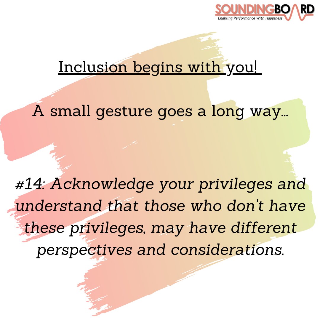 UrSoundingBoard's tweet photo. Privileges bring #responsibility. A responsibility to acknowledge others, their opinion and not allowing any differences as personal differences. Let's celebrate 'different' and practice #inclusion by acknowledging your #privileges and not making those conclusive on others. https://t.co/r93j5r5Vza