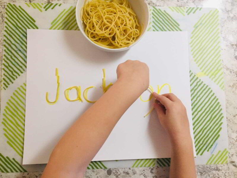 Spaghetti Letters!
Letter recognition through tactile system. Is important system in ensuring that your child are calm but alert for learning. It’s great for fine motor &amp; sequencing skills &amp; understanding the direction of writing which is important in reading and writing skills.