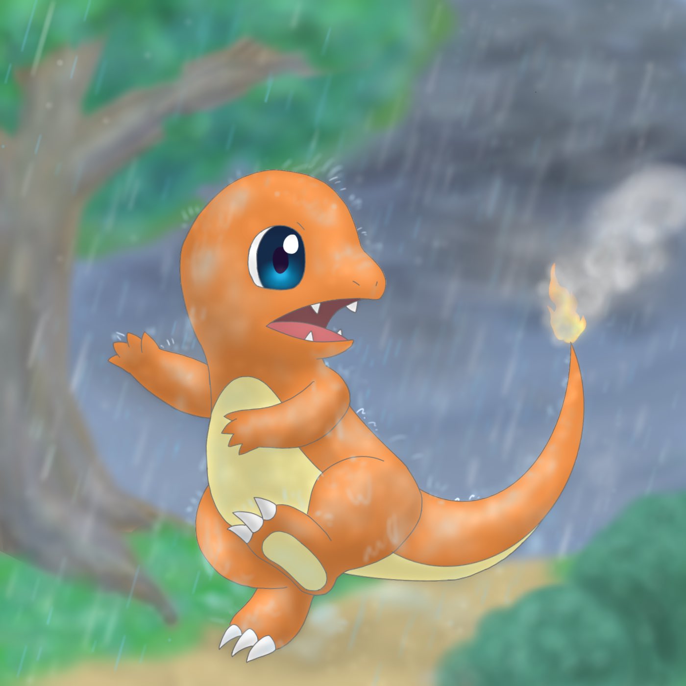 きのわん たぬきのわん ヒトカゲ とかげポケモン 熱いものを 好む 性格 雨に濡れると しっぽの 先から 煙が 出るという ポケモンイラスト T Co 02auu3re0g Twitter