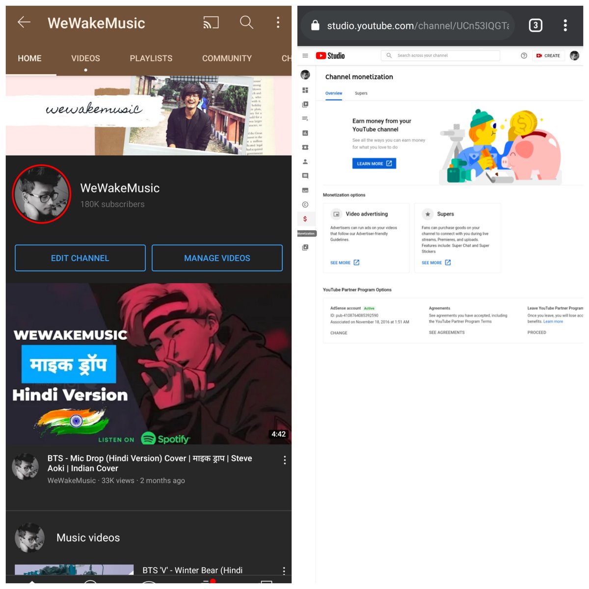 Wewakemusic's tweet photo. Hello Team @YouTubeIndia 
Please help me to reedem my silver play button code because right now im eligible for YPP but still didnt get the email and chat support for my channel. thats why im requesting you to help me thank you so much
@YouTube https://t.co/BDePlQeHFJ