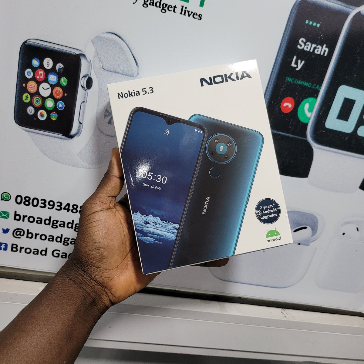 broadgadget's tweet photo. NOKIA 5.3 

64+3GB Storage 
6.55" Display Screen 
4000mah battery 
Android 10 

Price: 74,000 naira 

Call/ WhatsApp: 09053519999 

#broadgadget #nokia  #Messi #buyaphoneoncredit #warranty #buynowpaylater #Laycon #ChampionsLeague #onlineshopping  #wednesdayvibes flutterwave https://t.co/WQCX2MGGaQ