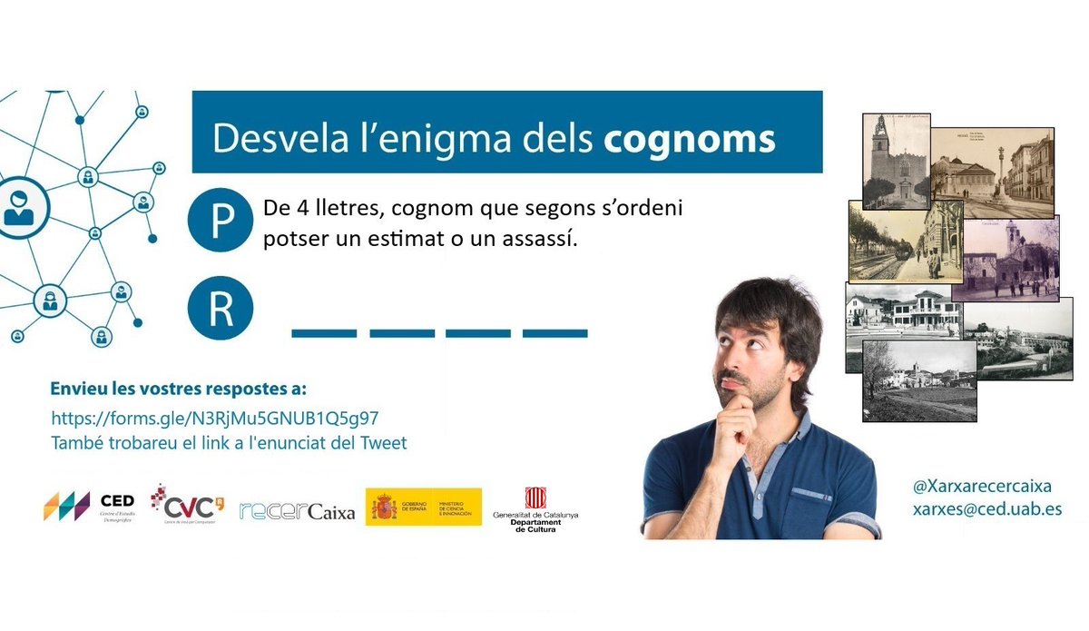 Bon dia !!!!
Ja tenim aquí el primer enigma❓
Us animem a jugar, compartir i desvelar el seu secret.
Envieu les respostes a: forms.gle/N3RjMu5GNUB1Q5…