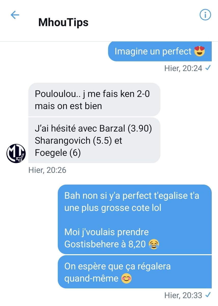 taurusbet's tweet photo. #NHL
@MhouTips vs @Julien_Dpz59
#TeamMhou :
🎯 A.Cirelli (3,80)❌
🎯 J.Kuokkanen (5,90)✅
#TeamDPZ :
🎯 R.Josi (4,90)❌
🎯 N.Acciari (5,20)❌
Égalisation 1-1 de la #TeamMhou 😁! Dommage car mes autres choix sont passé avec des grosses cotes 😁! #TeamParieur https://t.co/pBydtvX7m7