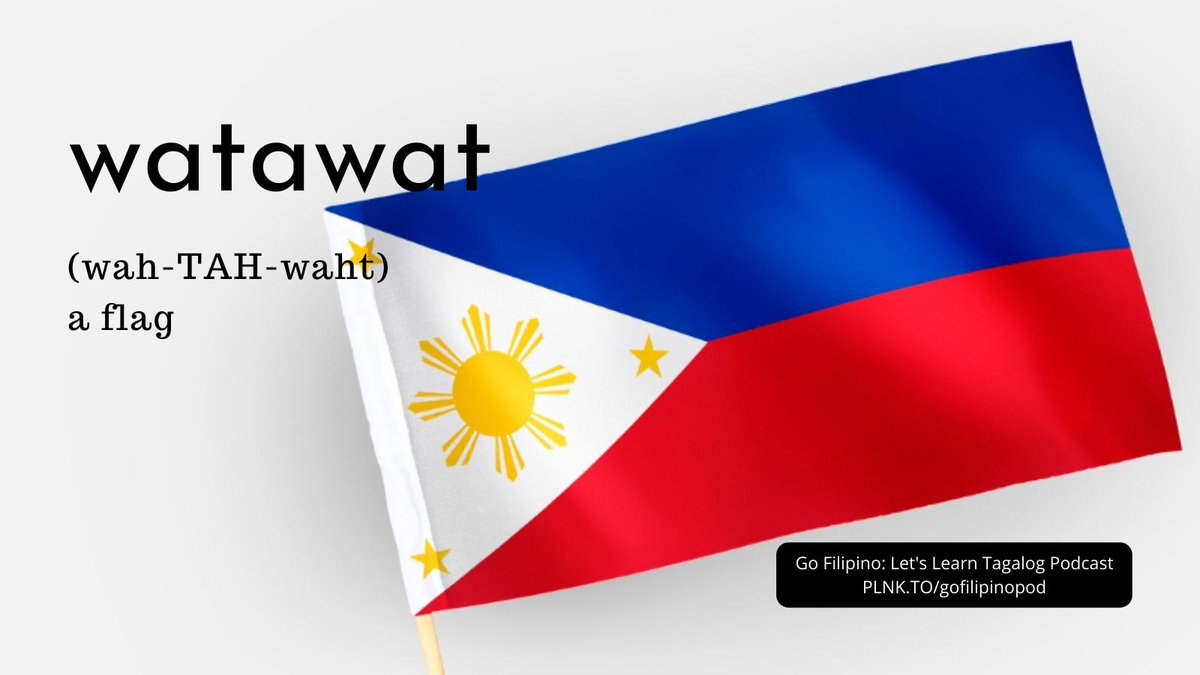 WATAWAT (wah-TAH-waht) | A flag

Another Tagalog word for the flag is "bandila," which is a variant of the Spanish word "bandera."