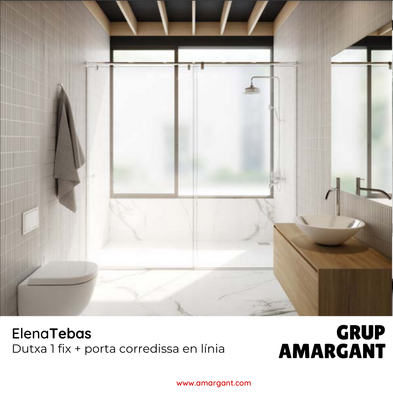 GrupAmargant's tweet photo. 🚿 Mampara Láse ElenaTEBAS con una parte fija + puerta corrediza
▶︎Acabados: 
✔ Brillante
✔ Matizados estandard
✔ Matizados especiales
📍Vidrios TopKiar y Top Color
✏ Disponible en tu tienda del  Grup #Amargant 
.
#amargant #empresassantpol #empresasdereformas https://t.co/fvPyLszh3n