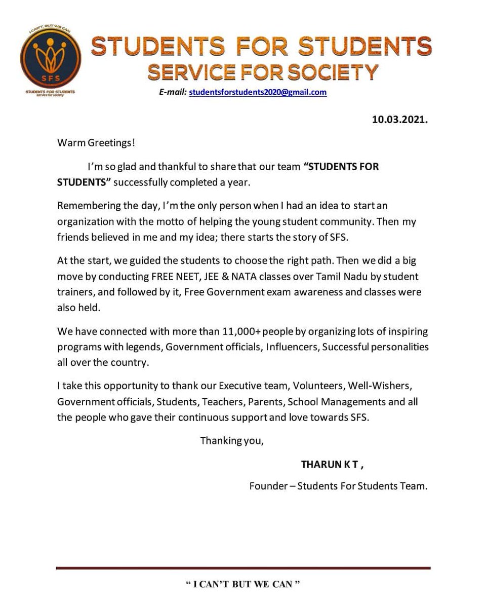 sfsoffl's tweet photo. SFS is so glad to be connected with you. 
We take immense pleasure to thank you from the heart of Students for Students team. 
It's more special Our team has successfully crossed an year.

#Oneyearofsfs
#studentcouncil #studentsforstudents #studentdevelopment #student #society https://t.co/4Qn6s7dH0I