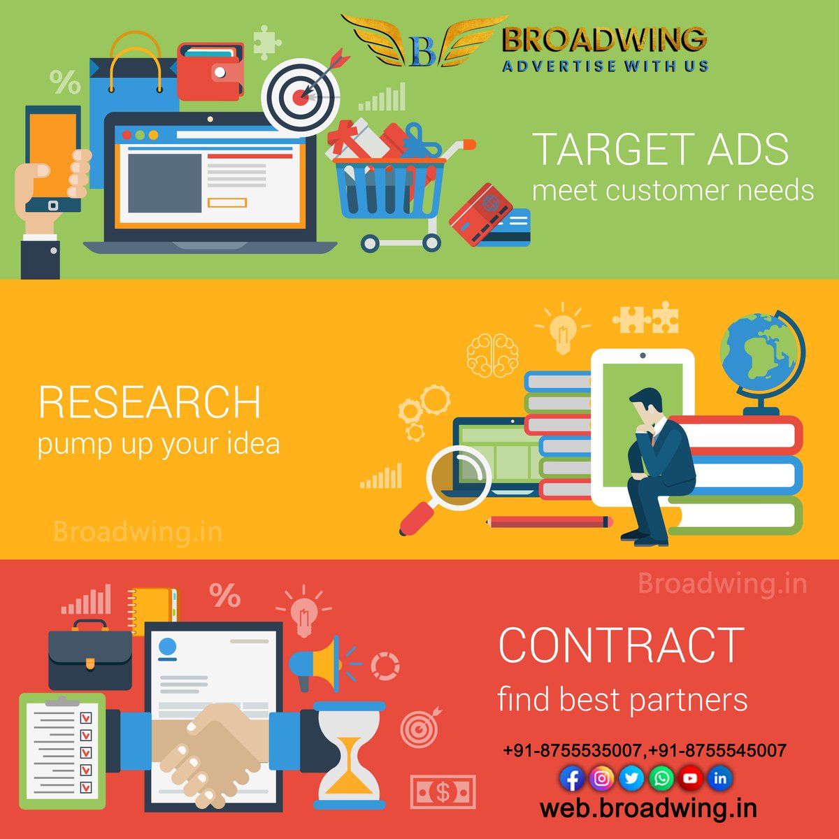 broadwing_in's tweet photo. Target ads meet customer needs. 
Research pump up your idea. 
Contract find best partners.

#Broadwing #DigitalMarketing #DigitalTransformation #SocialMediaABandSongOrFilm #facebookmarketing #instagood #instagrammarketing #webdevelopment #Entertainment #EVENT #ad #media https://t.co/bdetNLBMMb