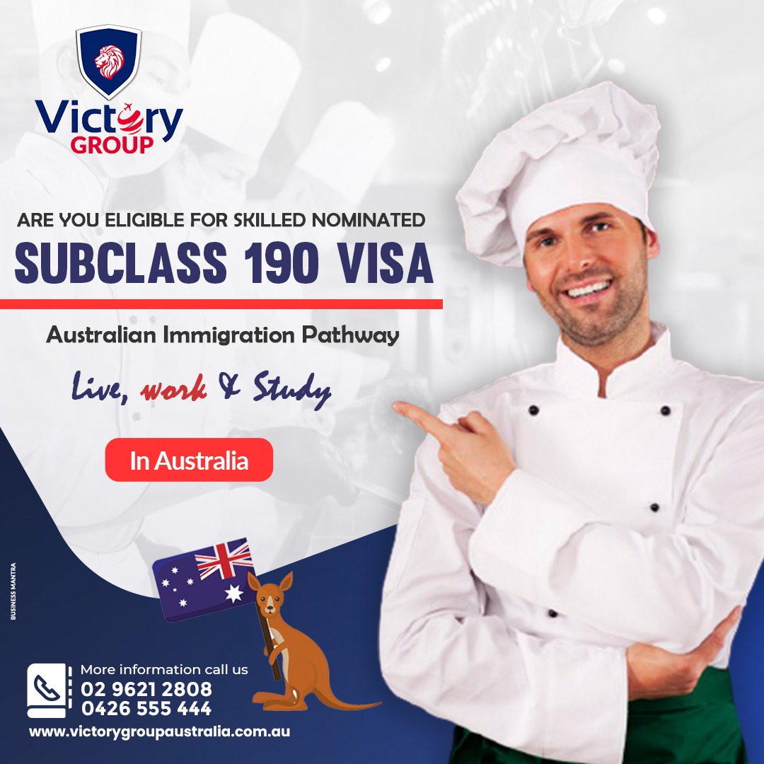 Subclass 190 allows an individual to live, work in Australia permanently and apply for Australian Citizenship. With this visa, you can sponsor your relative to work and live in Australia.
Talk to our expert team on 02 96212808 / 04 26555444
#VictoryGroup #Subclass190