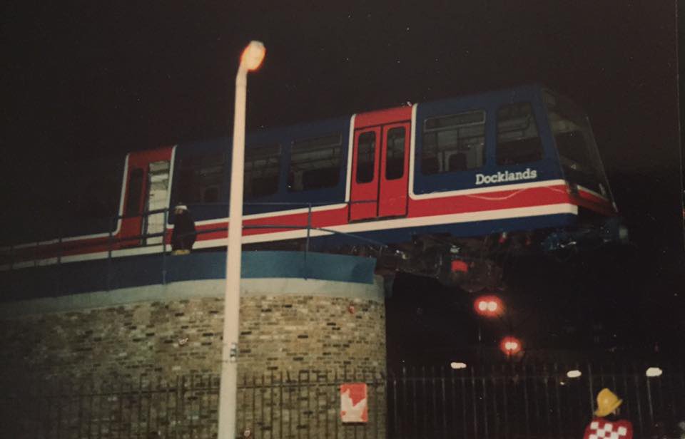 MPSTowerHam's tweet image. On this day in 1987 a test run of the new DLR results in an overshoot at Islands Gardens Stn. Thankfully no one was injured in this accident.