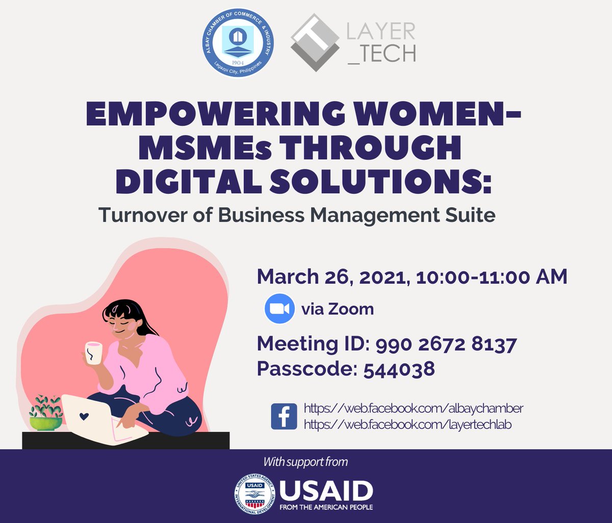 FreiSangil's tweet photo. Listen to our women MSME partners and beneficiaries! We're inviting you on March 26 10:00 AM (PST) on ZOOM, to learn more about the amazing women digi-preneurs! #InternationalWomensDay #entrepreneurship #msme #women PM us for more details! ^_^ Its 100% FREE and Open! :) https://t.co/NcSEzn7StW
