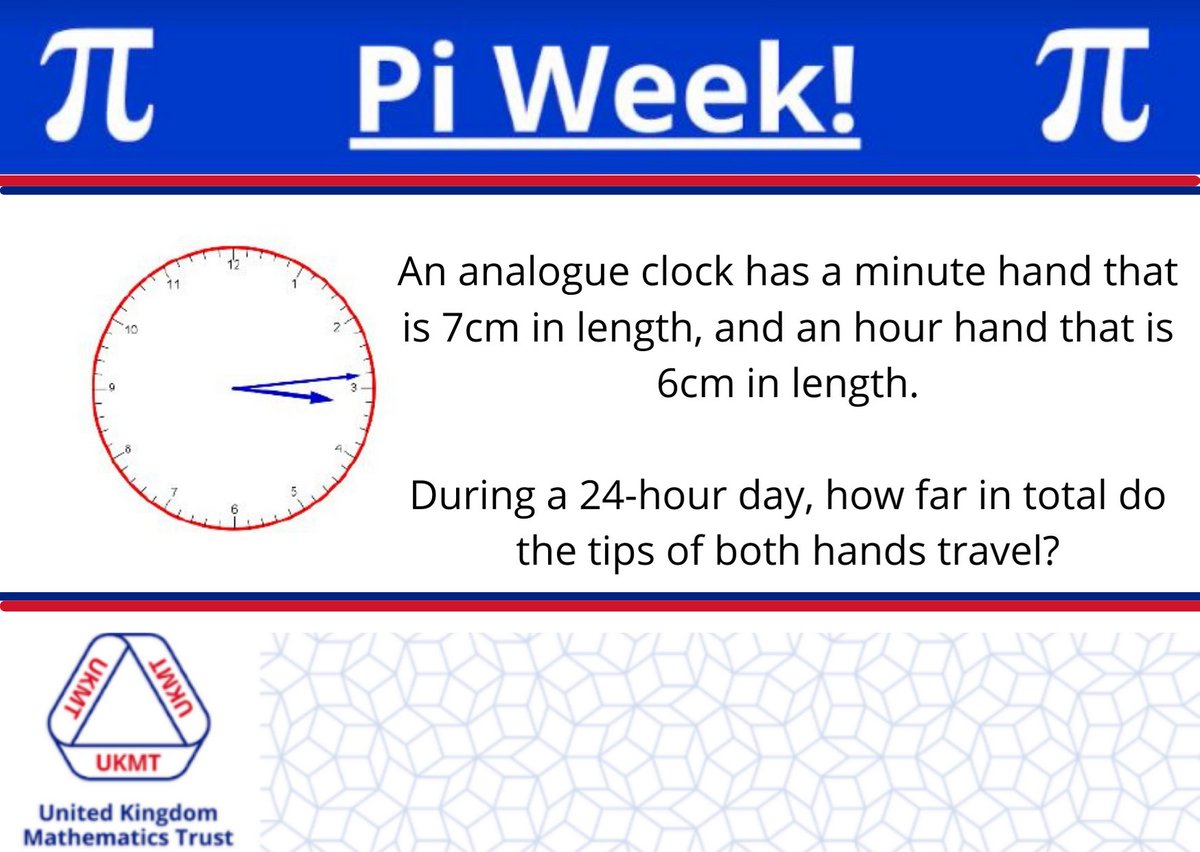 UKMathsTrust's tweet image. #piweek
Here is the Pi problem of the day. Let us know your thoughts below!

#wednesdaythought  #wednesdaymotivation #ukmtlikepi