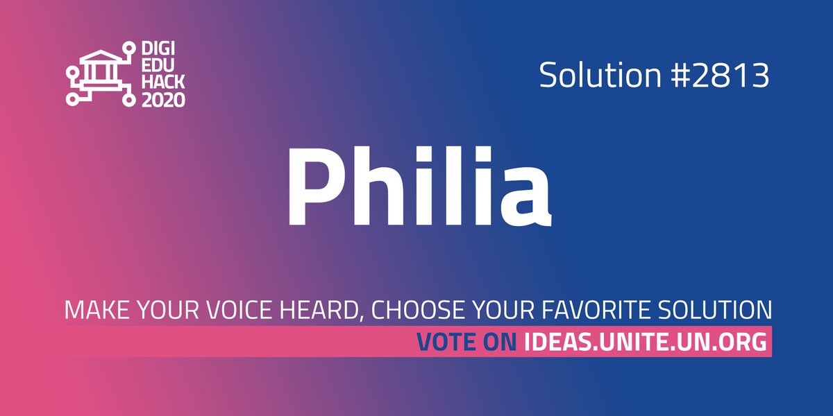 DigiEduHack's tweet image. 🌟Vote & designate the #DigiEduHack 2020 winners!🌟
Solution #2813: Philia helps you to study smarter, not harder using #AI for #EmotionalSupport, creating a proper #AdaptiveLearning environment.
Read more and vote for this solution
ideas.unite.un.org/digieduhack/Pa…
#Empathy