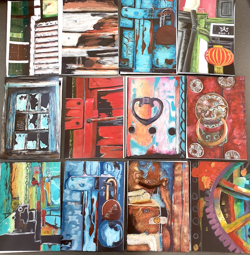 CasesNicola's tweet photo. Beautiful paintings by Y9 students, mid-way through the first year of the GCSE course. More than a couple have surprised themselves! #dcsgart #arteducation #gcseart #artteaching https://t.co/l5elFeuo3C